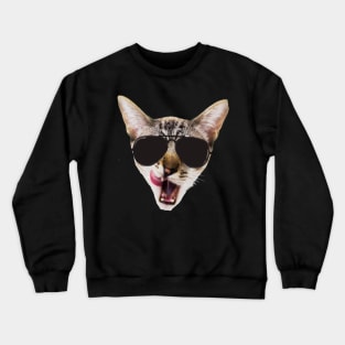 cool cat with glasses Crewneck Sweatshirt